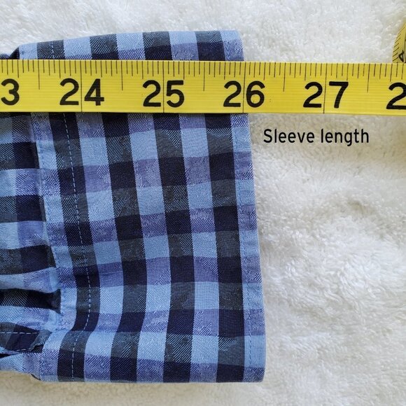 Bugatchi Blue and Black Checkered Casual Button Down Shirt - Picture 11 of 14